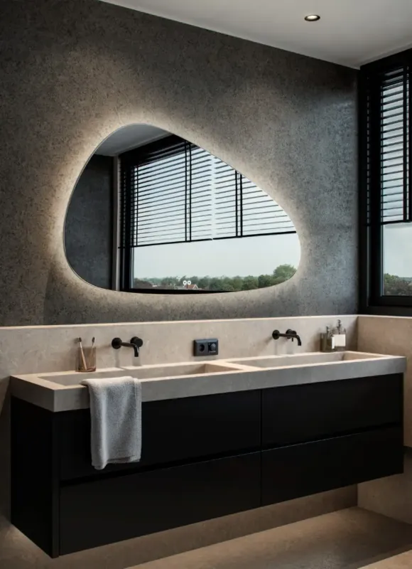 Speciale Aanbieding Hipp Design 13600 organische spiegel 180x100cm met backlight en spiegelverwarming