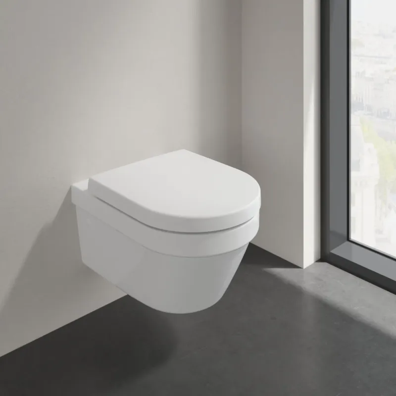 Villeroy & Boch Architectura randloos toilet CeramicPlus ovaal met softclose zitting en verborgen bevestiging wit glans Superprijs