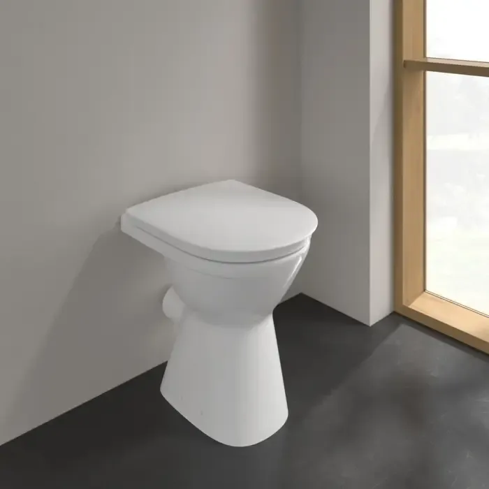 Lage Kosten Villeroy & Boch ViCare randloos staand toilet CeramicPlus wit glans
