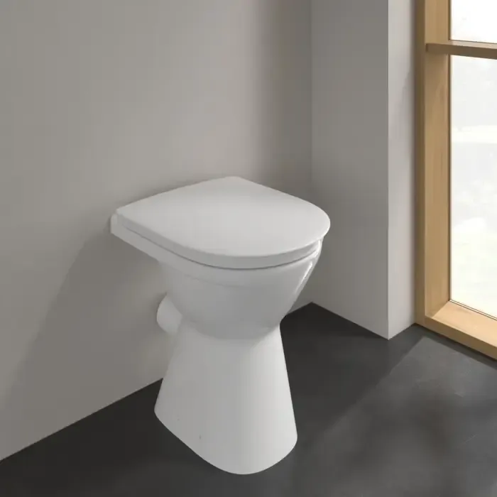 Shop Nu Villeroy & Boch ViCare randloos staand toilet CeramicPlus vlakspoel wit glans