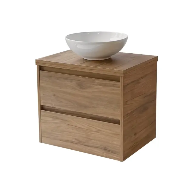 Betaalbaar Sanicare Avenza badmeubel 65cm diveria oak met ronde witte waskom