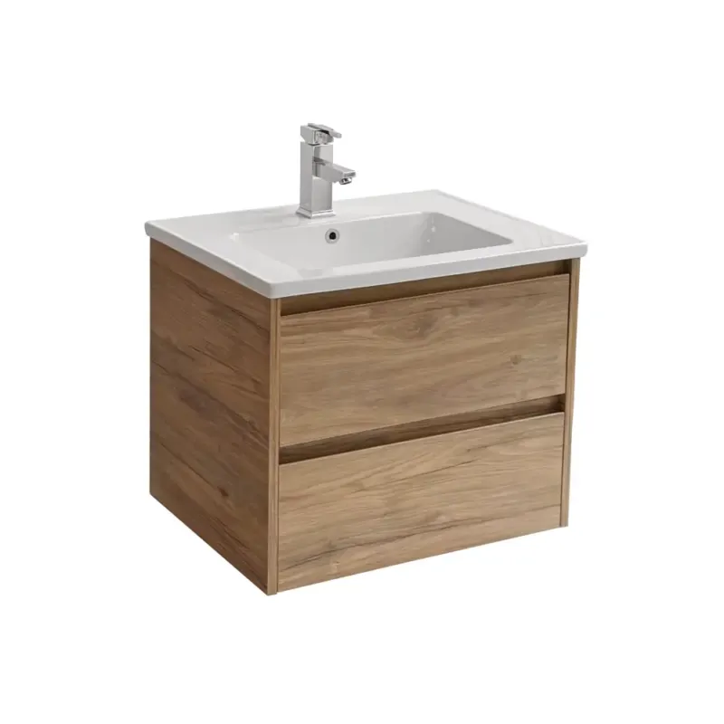 Sanicare Avenza badmeubel 65cm diveria oak met keramische wastafel wit Snelle Levering