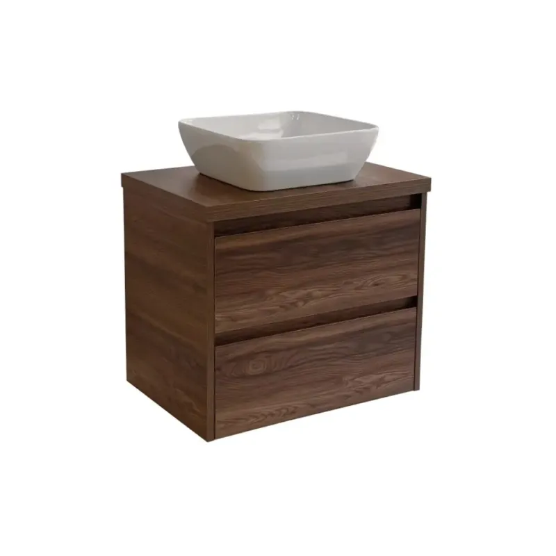 Superprijs Sanicare Avenza badmeubel 65cm nera oak met witte waskom 40x40cm