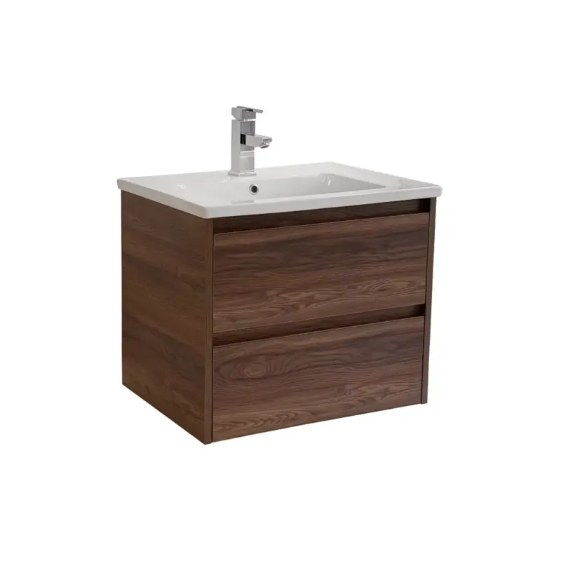 Aanbieding Sanicare Avenza badmeubel 65cm nera oak met keramische wastafel wit