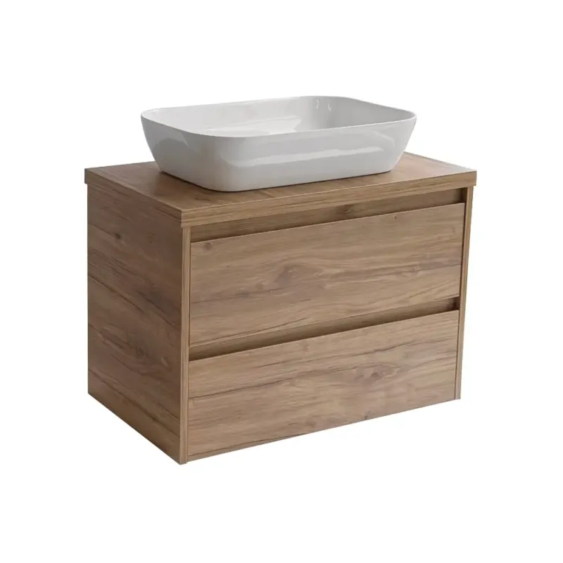 Laatste Versie Sanicare Avenza badmeubel 80cm diveria oak met witte waskom 60x40cm