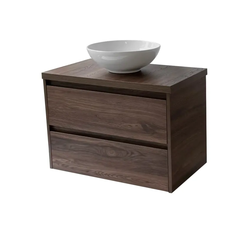 Premium Sanicare Avenza badmeubel 80cm nera oak met ronde witte waskom