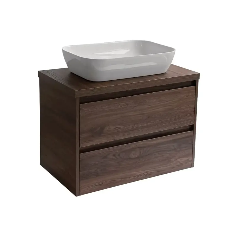 Sanicare Avenza badmeubel 80cm nera oak met witte waskom 60x40cm Beste Prijs