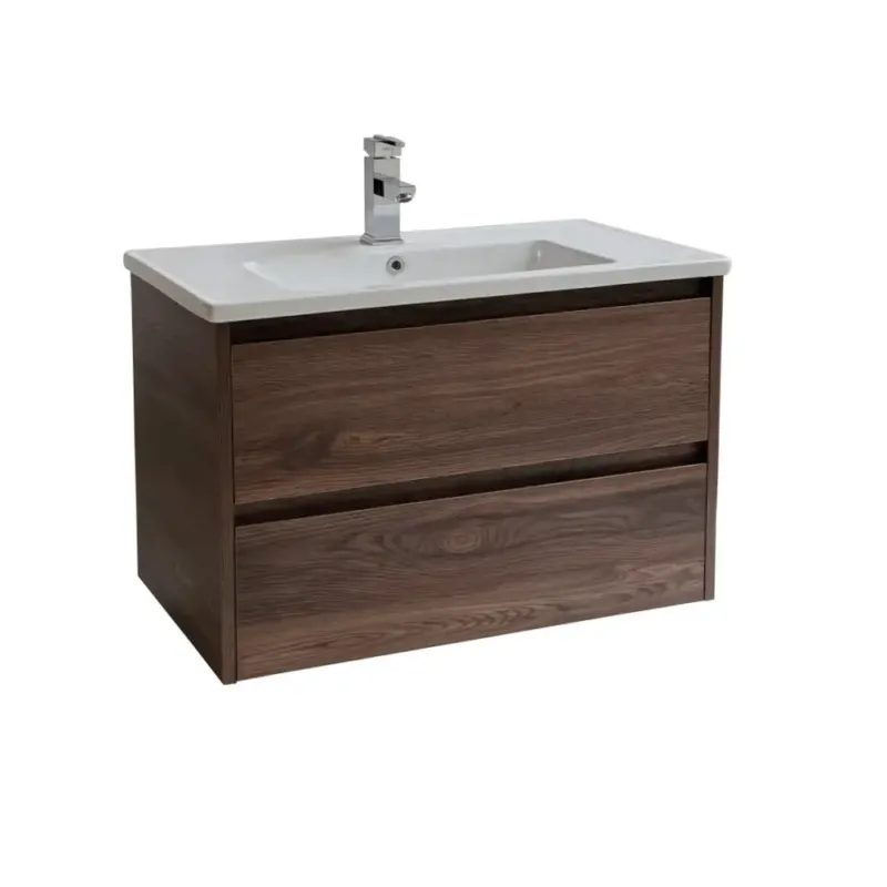 Sanicare Avenza badmeubel 80cm nera oak met keramische wastafel wit Fabrieksprijs
