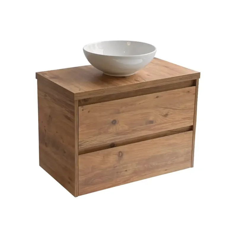 Sanicare Avenza badmeubel 80cm arrano oak met ronde witte waskom Uitverkoop