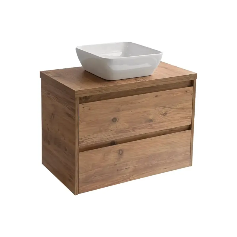 Sanicare Avenza badmeubel 80cm arrano oak met witte waskom 40x40cm Nieuw