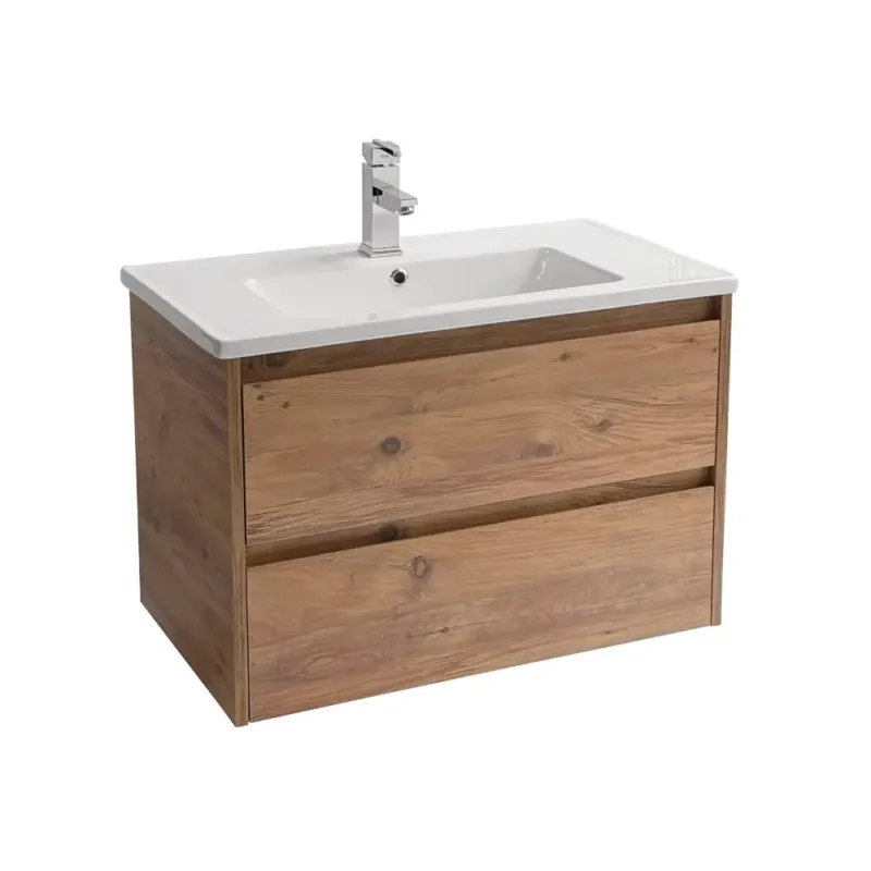 Sanicare Avenza badmeubel 80cm arrano oak met keramische wastafel wit Rechtstreeks Van De Fabrikant