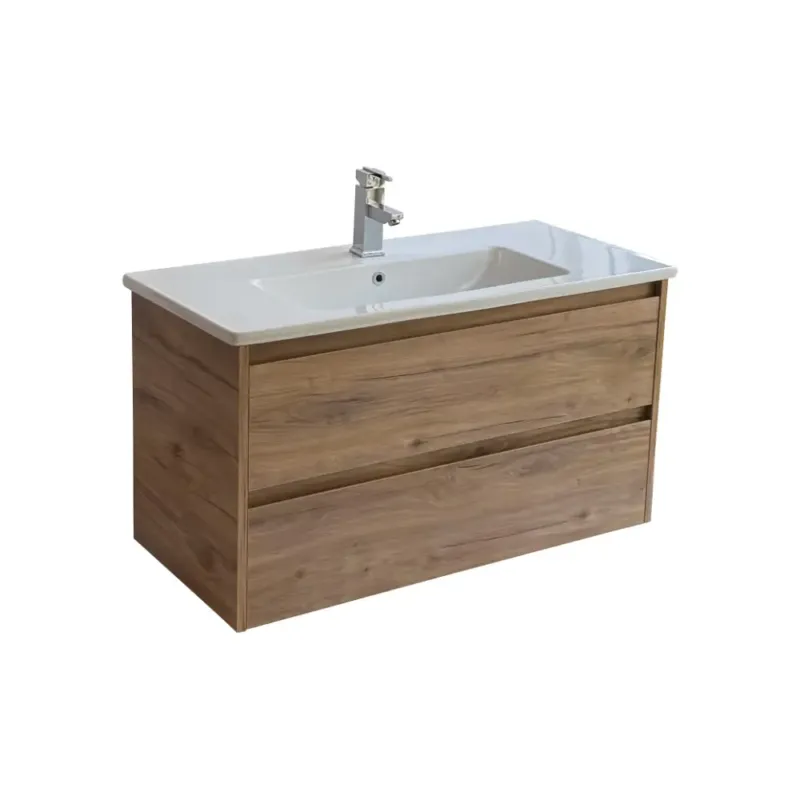Sanicare Avenza badmeubel 100cm diveria oak met keramische wastafel wit Premium