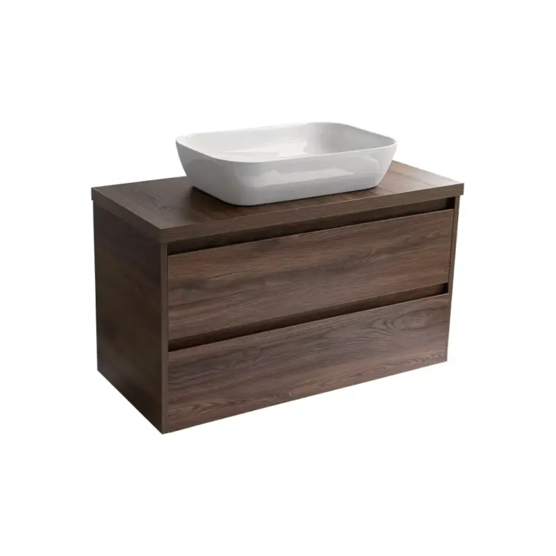 Sanicare Avenza badmeubel 100cm nera oak met witte waskom 60x40cm Populair
