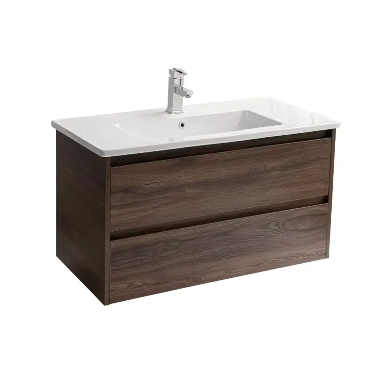 Sanicare Avenza badmeubel 100cm nera oak met keramische wastafel wit Flitsaanbieding
