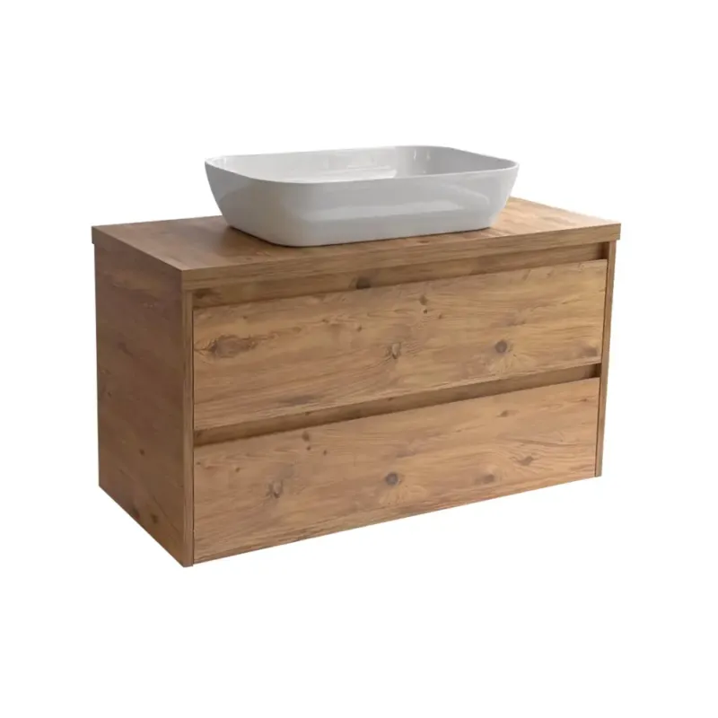 Sanicare Avenza badmeubel 100cm arrano oak met witte waskom 60x40cm Express Levering