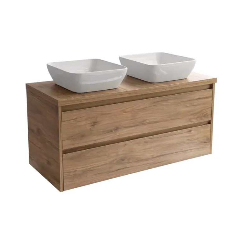 Voordeelprijs Sanicare Avenza badmeubel 120cm diveria oak met witte waskommen 40x40cm
