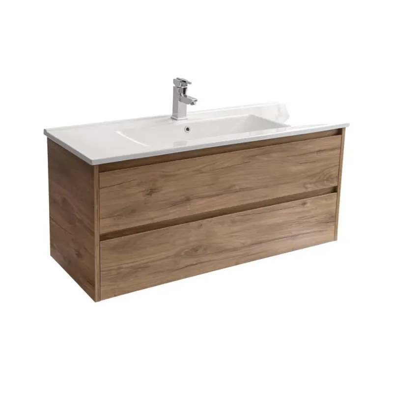Aanbieding Sanicare Avenza badmeubel 120cm diveria oak met enkele keramische wastafel wit
