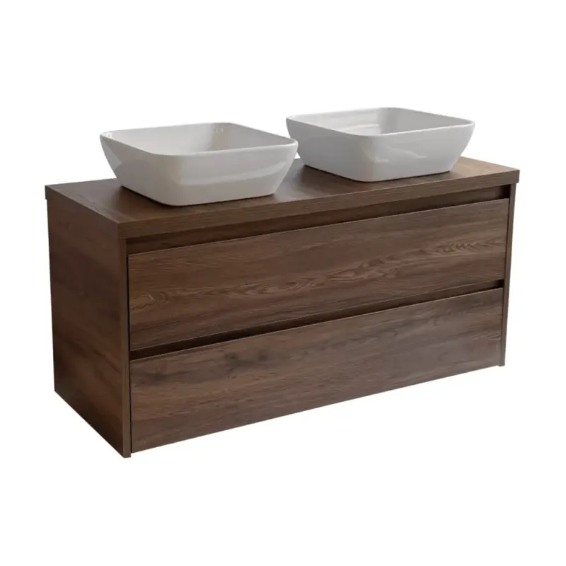 Exclusieve Aanbieding Sanicare Avenza badmeubel 120cm nera oak met witte waskommen 40x40cm