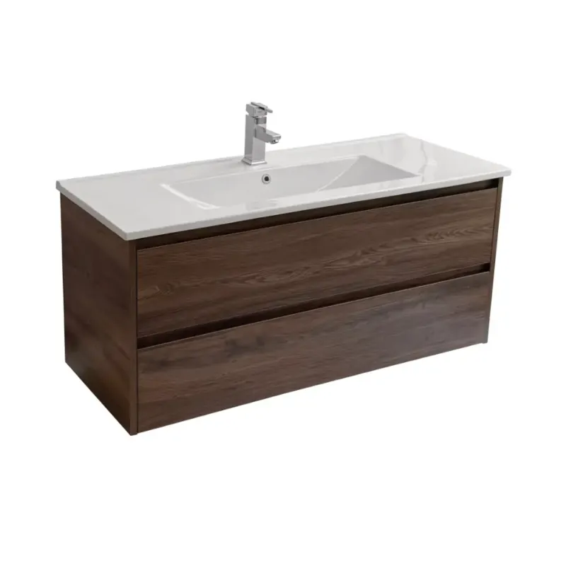 Sanicare Avenza badmeubel 120cm nera oak met enkele keramische wastafel wit Beperkte Voorraad