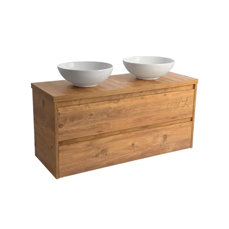 Express Levering Sanicare Avenza badmeubel 120cm arrano oak met ronde witte waskommen