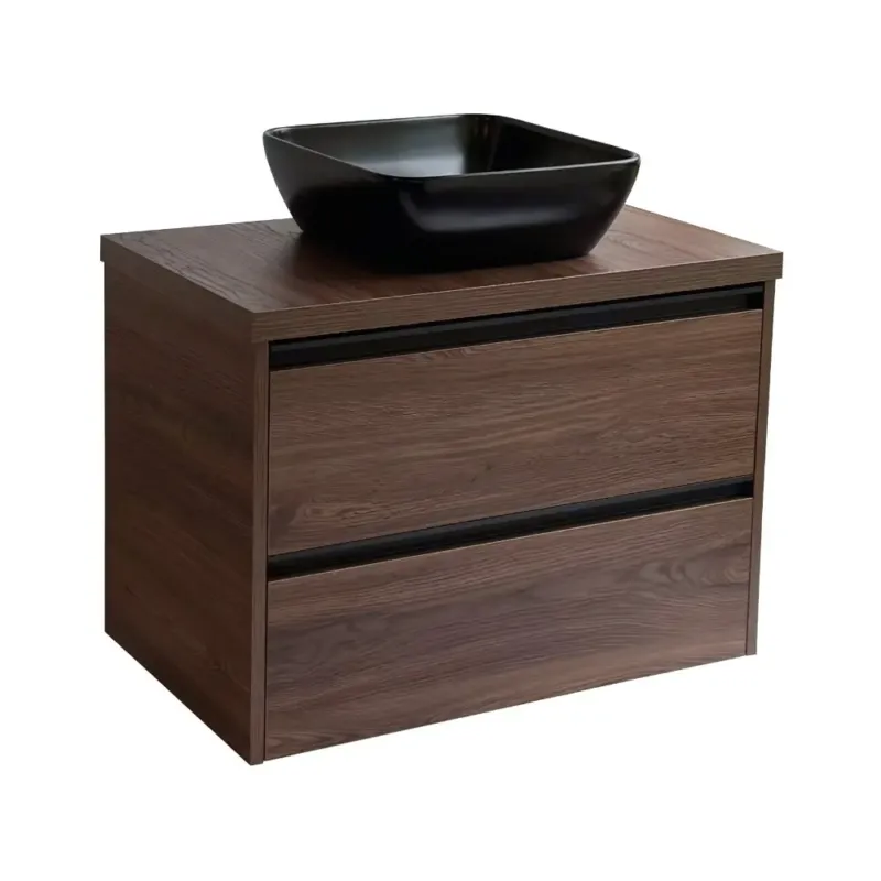 Dagaanbieding Sanicare Arda badkamermeubel 80cm nera oak met zwarte waskom 40x40cm