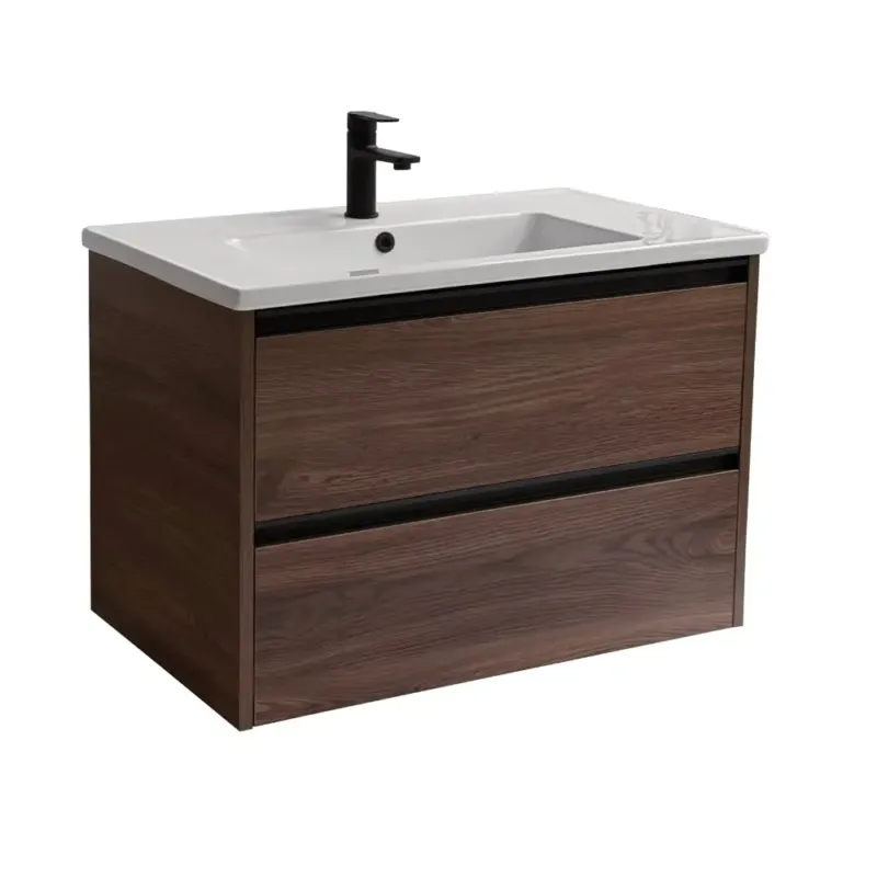 Sanicare Arda badkamermeubel 80cm nera oak met keramische wastafel wit Populair