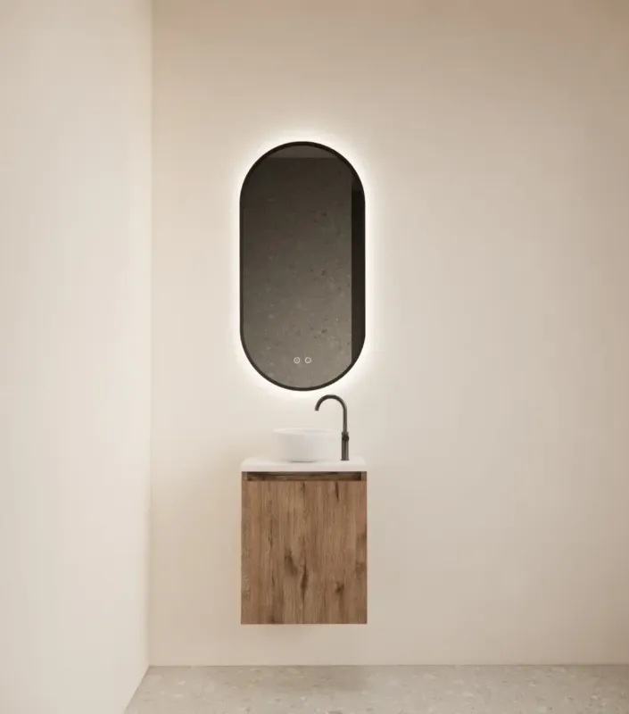 Gliss Design Echo toiletmeubel 40cm wellington oak met toppaneel wit mat Lage Prijs