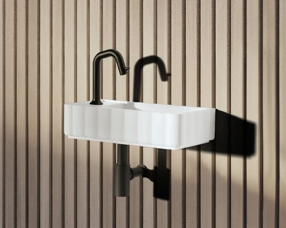 Beste Prijs Riho Catching Waves fontein solid surface met kraangat links wit mat