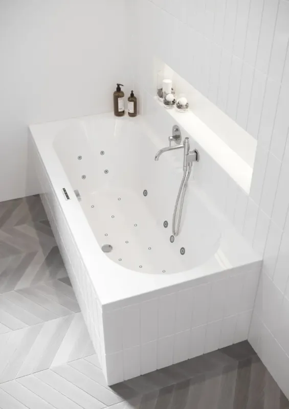 Koop Online Riho Carolina bubbelbad 190x80cm wit glans met touchbediening, 6 + 4 + 2 hydrojets en 11 aerojets