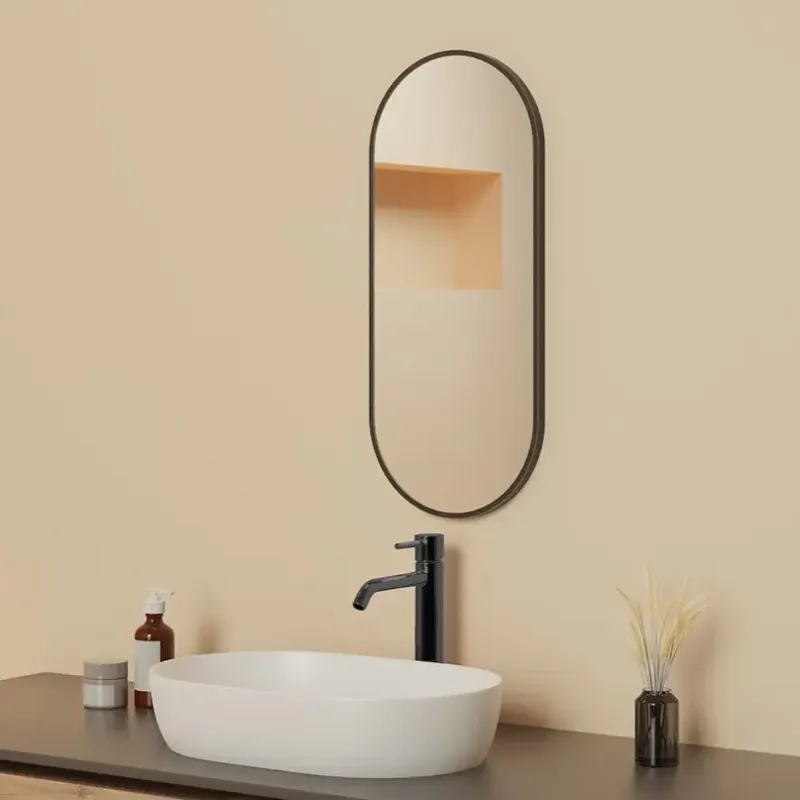 Mueller Ovalis ovale spiegel met lijst 30x70cm gunmetal Shop Nu