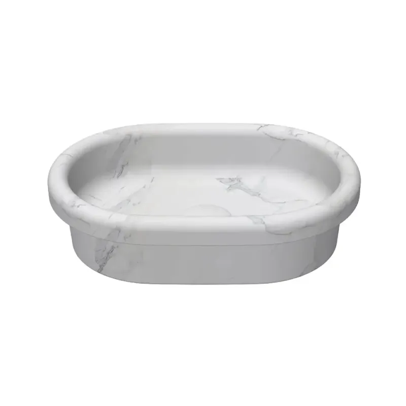 Lage Kosten Isvea Curvo Inbouw waskom ovaal 60cm wit marmer