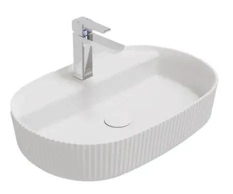 Finale Uitverkoop Isvea Sintesi waskom met ribbel en kraangat 60cm wit glans