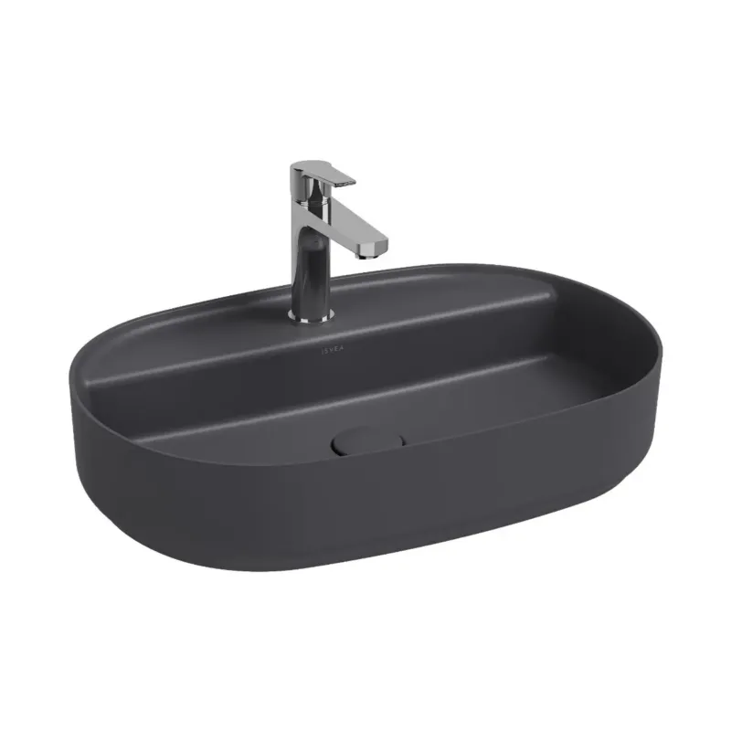 Nu Kopen Isvea Infinity waskom 60x40cm met kraangat antraciet