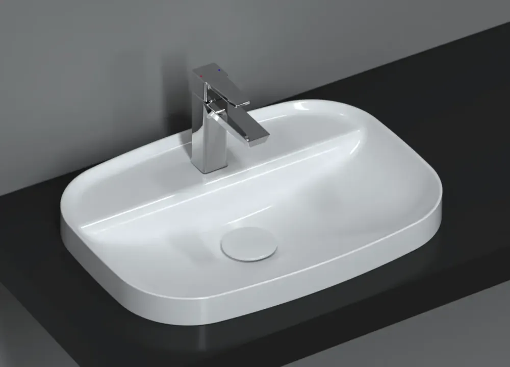 Weekendaanbieding Isvea Infinity inbouwwastafel met kraangat 55x40cm wit glans