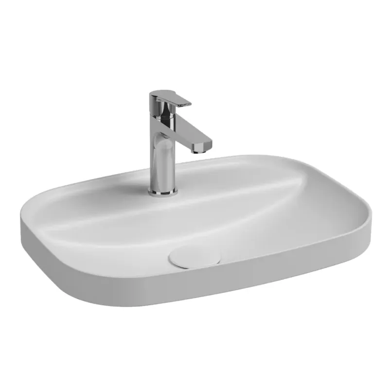 Isvea Infinity inbouwwastafel met kraangat 55x40cm wit mat Uitverkoop