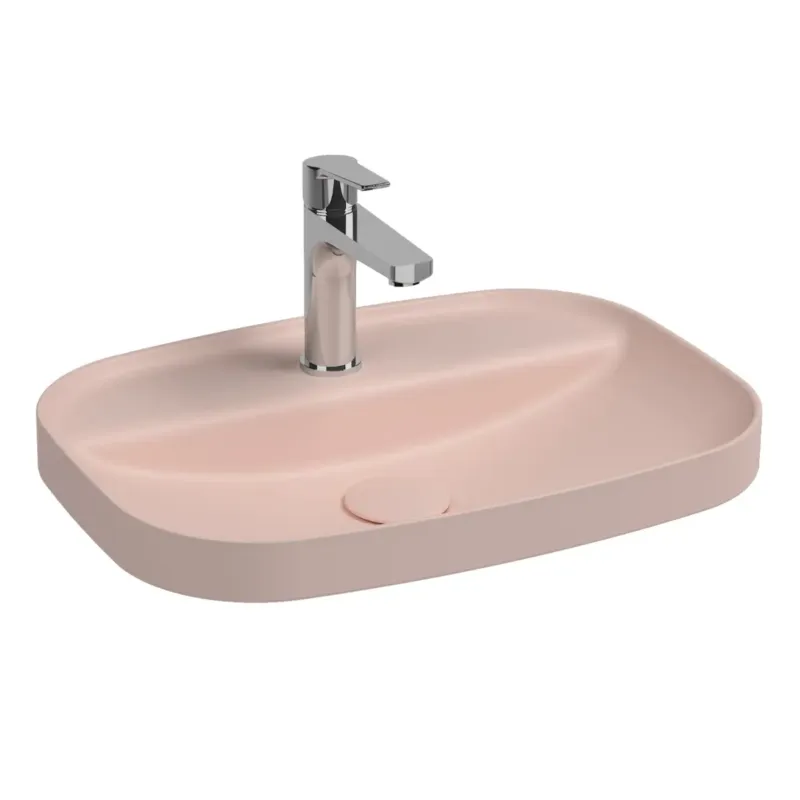 Isvea Infinity inbouwwastafel met kraangat 55x40cm roze Snelle Levering