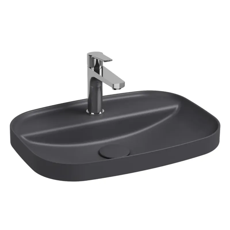 Isvea Infinity inbouwwastafel met kraangat 55x40cm antraciet Koop Online