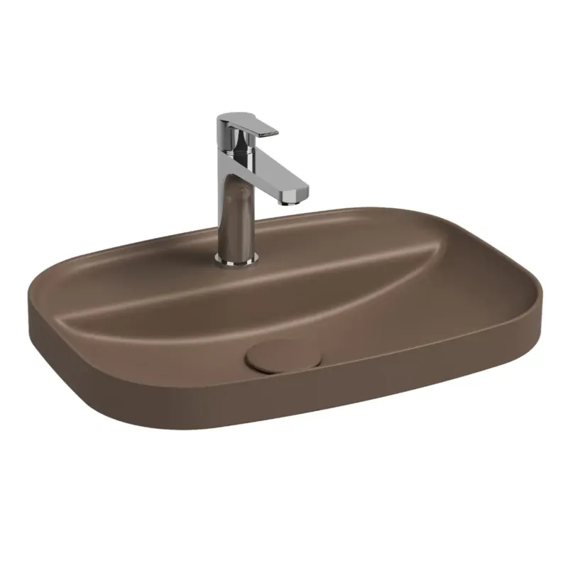 Isvea Infinity inbouwwastafel met kraangat 55x40cm taupe Beperkte Voorraad