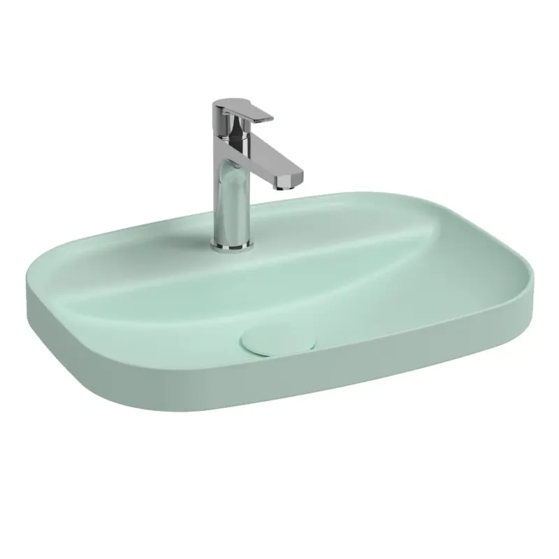 Betrouwbaar Isvea Infinity inbouwwastafel met kraangat 55x40cm mintgroen