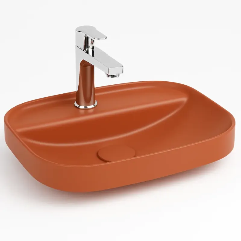 Isvea Infinity inbouwwastafel met kraangat 55x40cm terracotta Bestseller