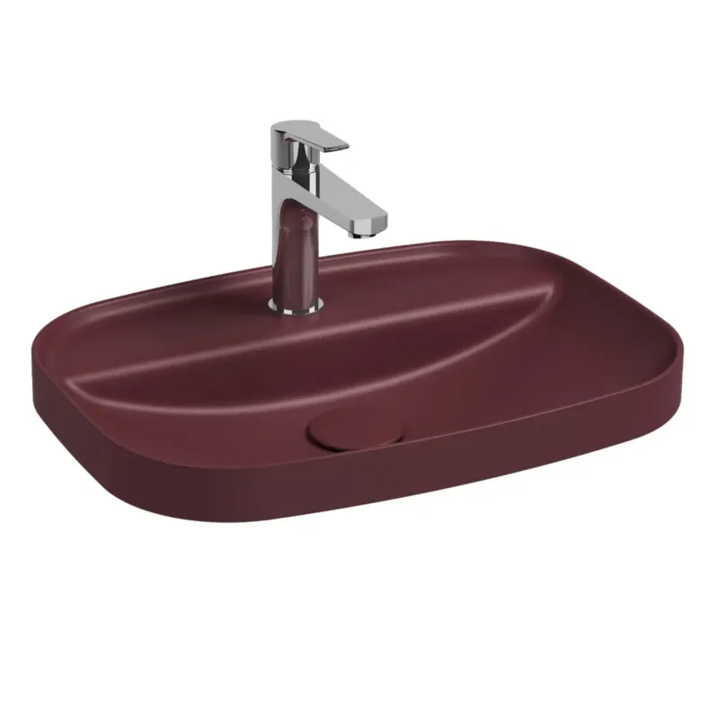 Isvea Infinity inbouwwastafel met kraangat 55x40cm rood Voordeelprijs