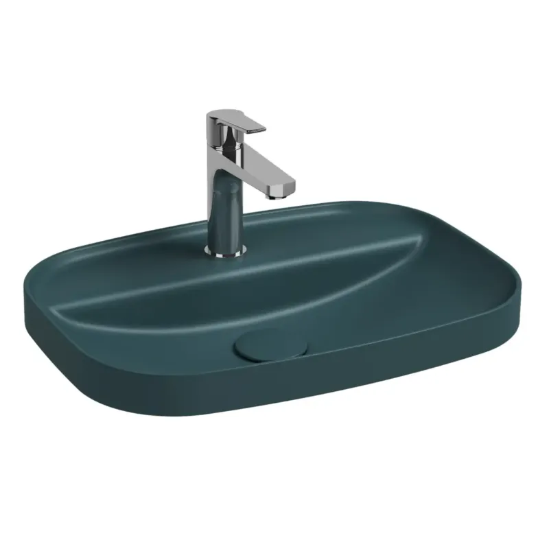 Isvea Infinity inbouwwastafel met kraangat 55x40cm petrol Direct Beschikbaar
