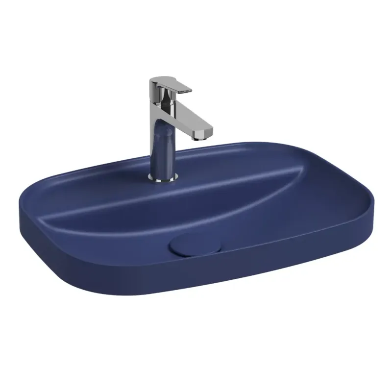 Isvea Infinity inbouwwastafel met kraangat 55x40cm blauw Gratis Retour