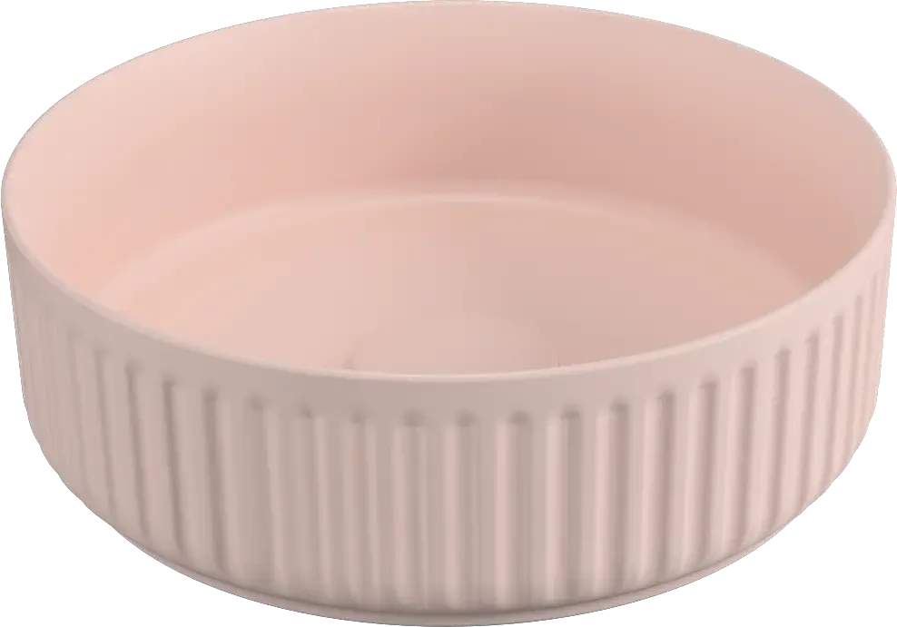 Gecertificeerd Isvea Infinity waskom rond met ribbel 36cm roze