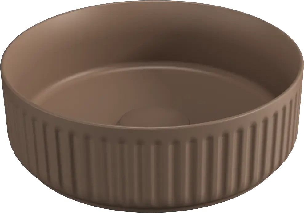Isvea Infinity waskom rond met ribbel 36cm taupe Flitsaanbieding
