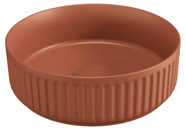 Isvea Infinity waskom rond met ribbel 36cm terracotta Superprijs