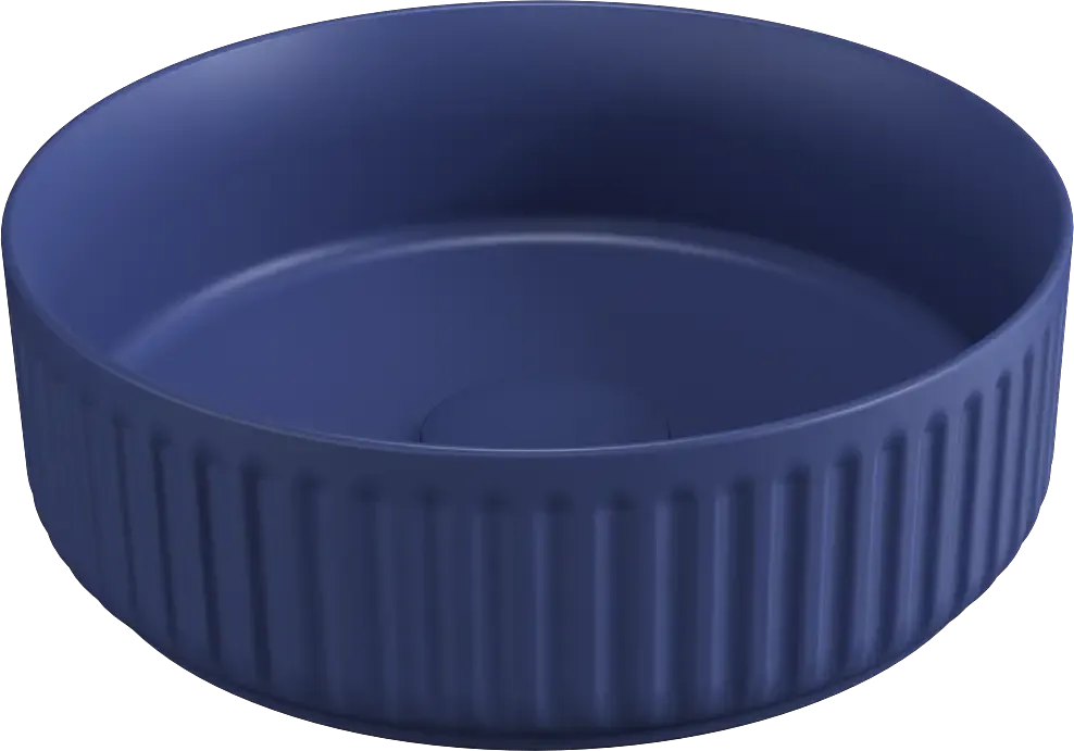 Isvea Infinity waskom rond met ribbel 36cm blauw Flitsaanbieding