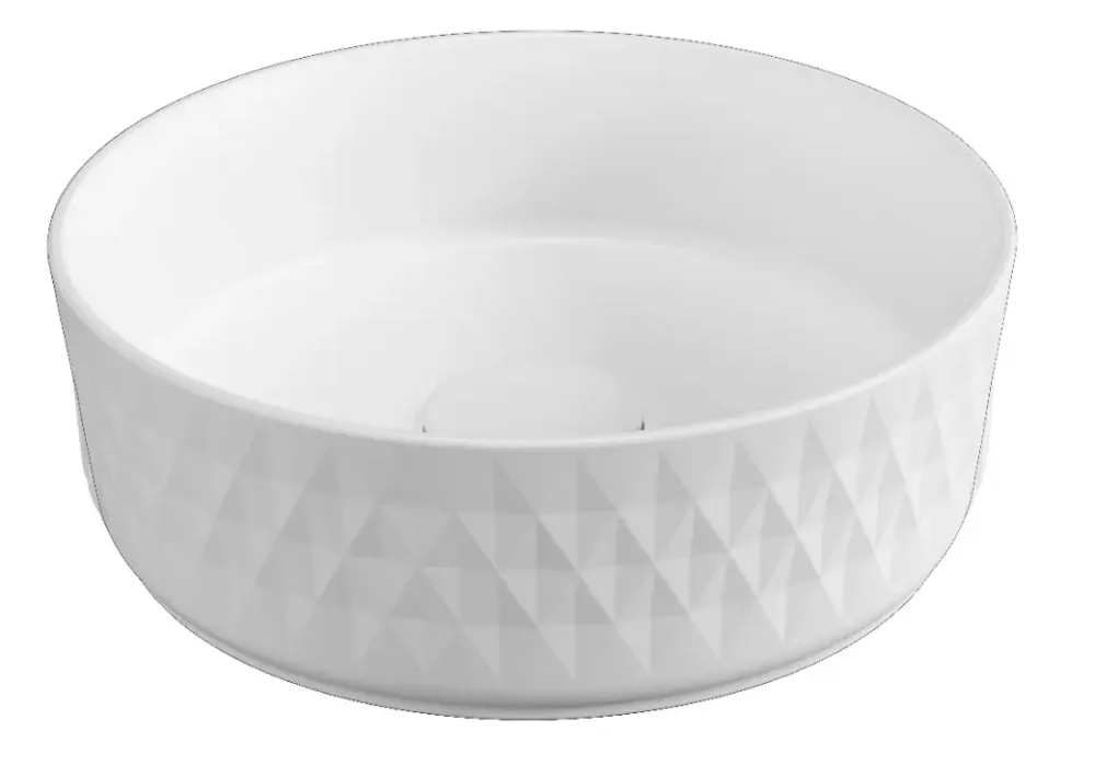 Isvea Infinity waskom rond met deco 36cm wit mat Lage Kosten