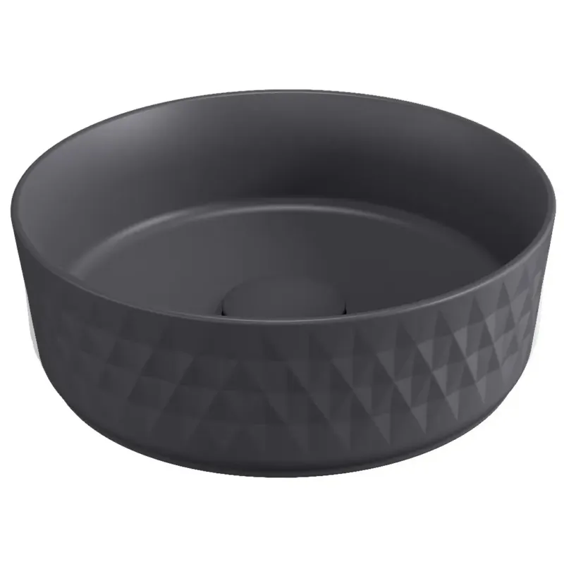 Goedkoop Isvea Infinity waskom rond met deco 36cm antraciet