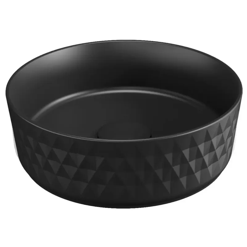 Isvea Infinity waskom rond met deco 36cm zwart mat Premium